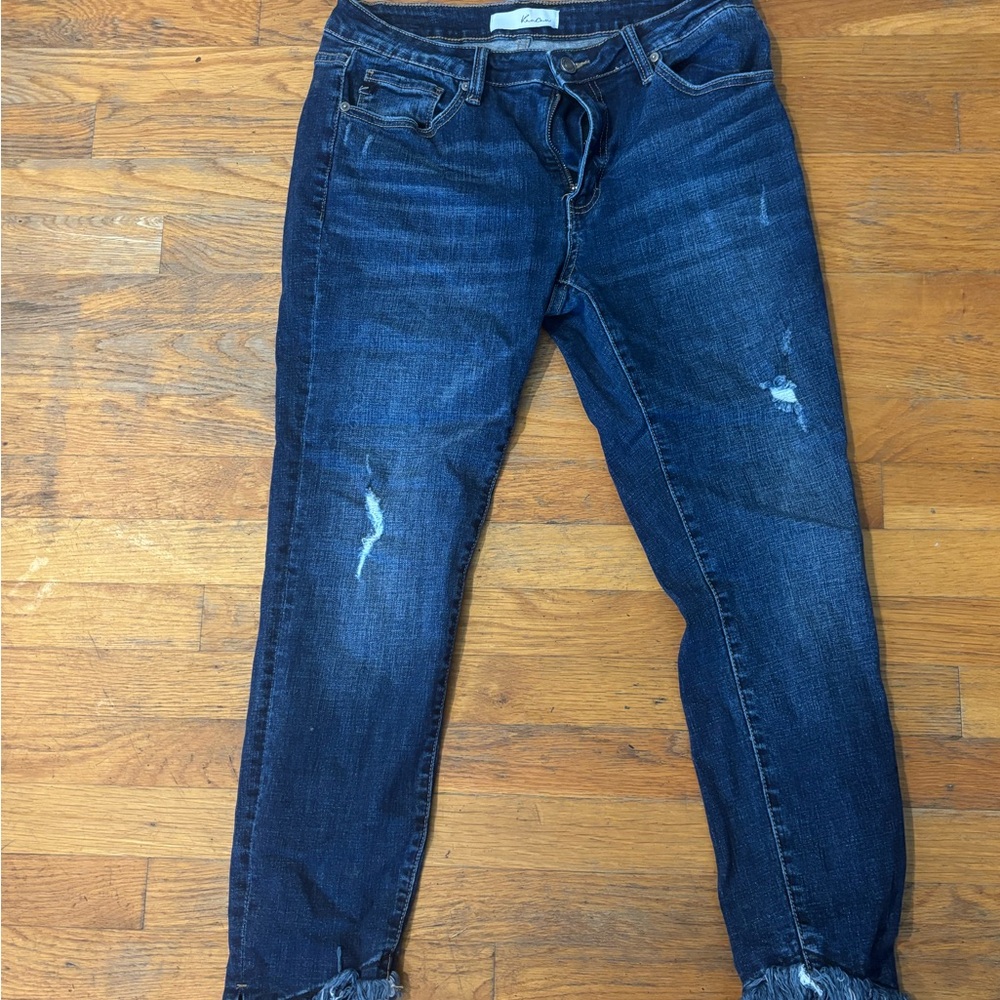 KanCan Dark Blue Distressed Ankle Jeans